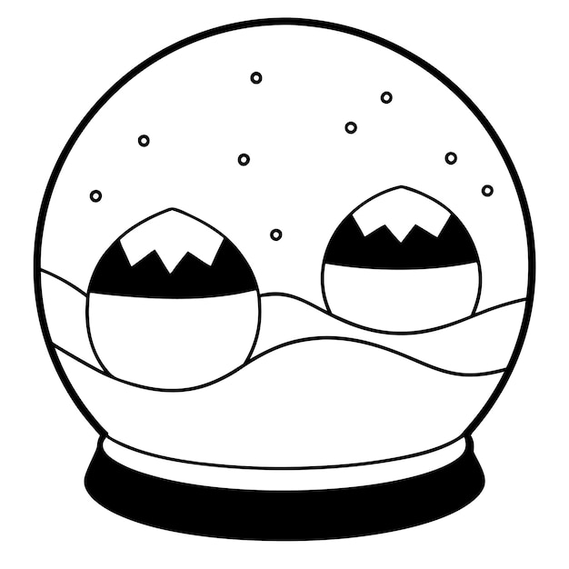 Vector snow globes vector line art illustrations