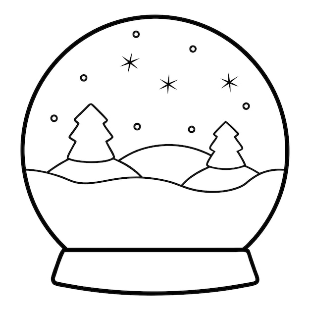 Vector snow globes vector line art illustrations