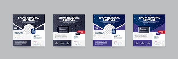 Vector snow removal cleaning service instagram square social media post banner template layout