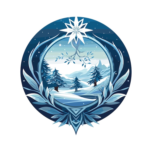 a snow scene with a snowflake and a snowflake on it