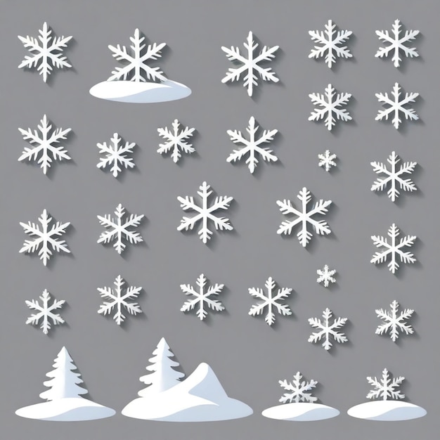 Vector snow vector set white background isolated a high quality