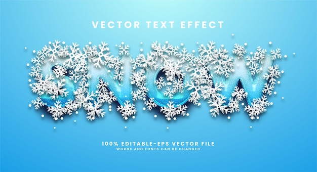 Snow vector text effect suitable for celebrate winter season