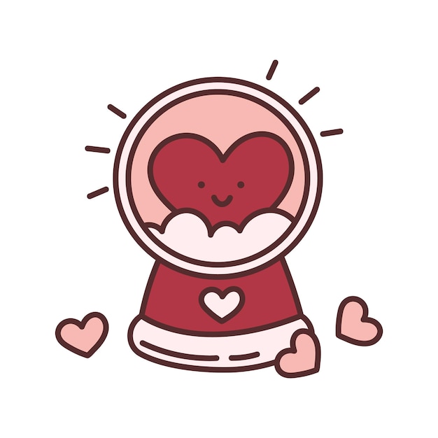 Snowball for a loved one Kawaii doodle icon for Valentines Day