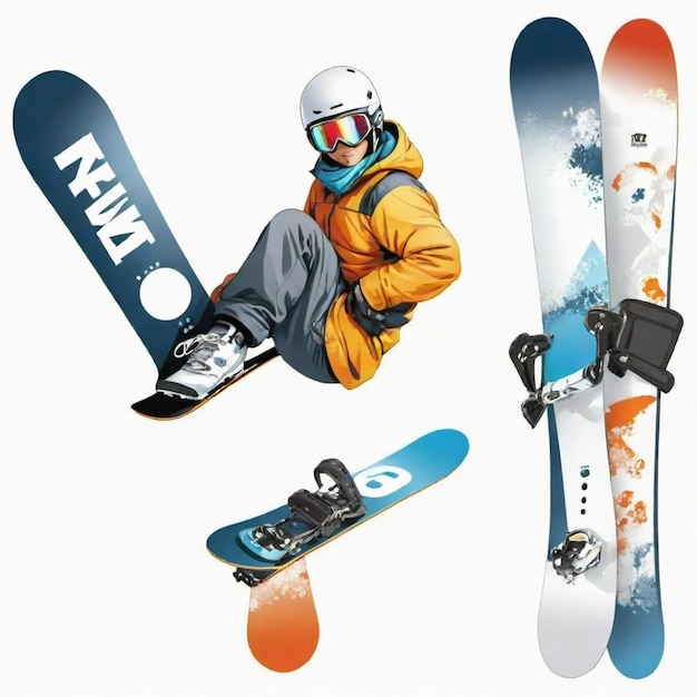 Vector snowboard cartoon vector set white background isolated