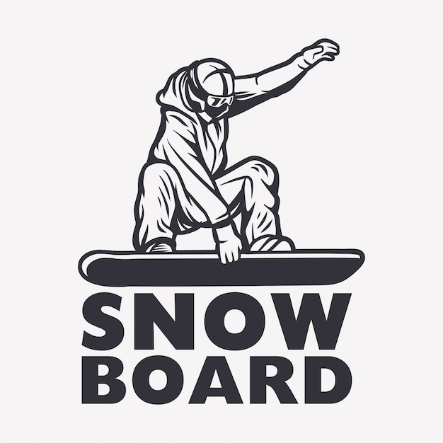 Snowboarder black and white design element illustration