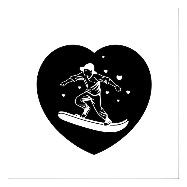 Snowboarder in the form of a heart Vector illustration