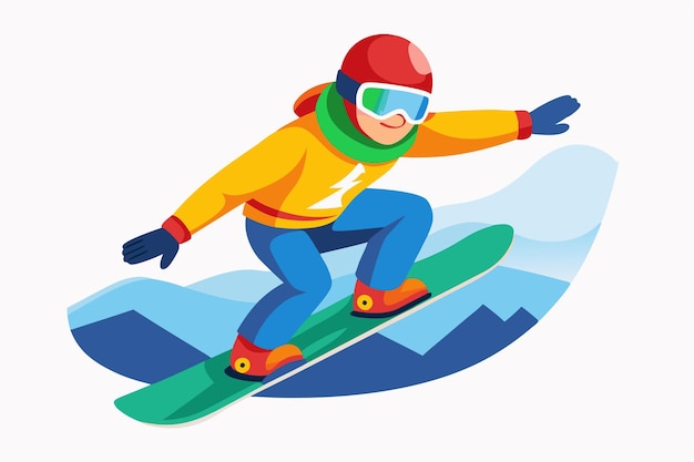 A snowboarder skillfully glides on fresh snow showcasing a winter sport trick in a bright setting Snowboarder Winter sport isolated white background