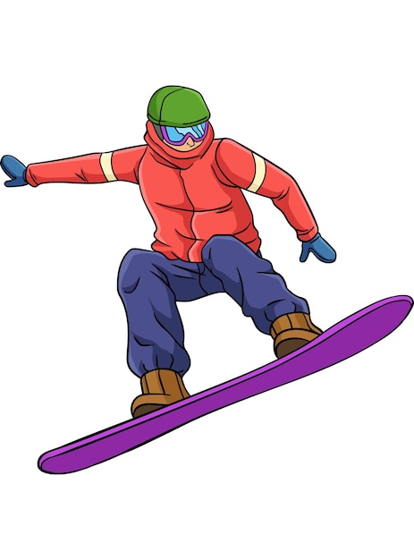 Snowboarding Sports Cartoon Colored Clipart