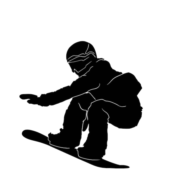 snowboards ice skating flat isolated vector silhouettes