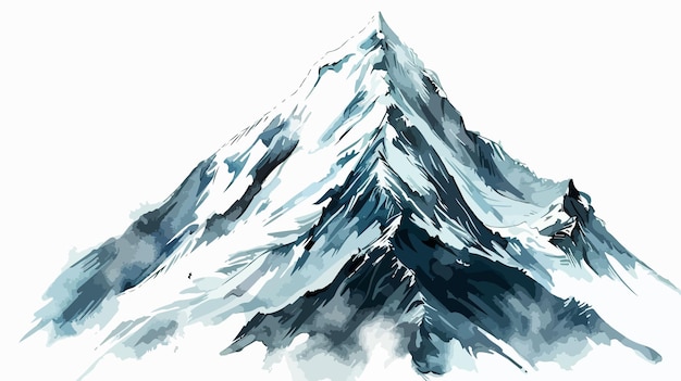 Vector snowcapped mountain in mixed media handdrawn vector style