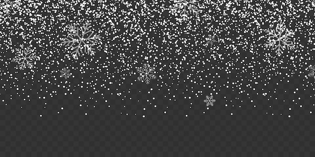 Snowfall isolated on transparent background.