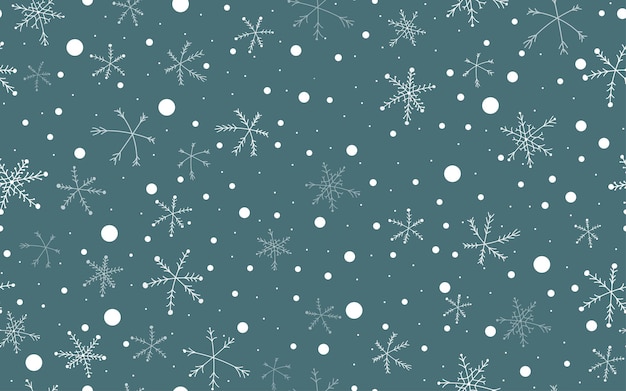 Snowfall seamless pattern on a dark gray background pattern for wrapping paper textile or wallpaper