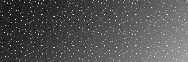 Snowfall on transparent background panoramic image background