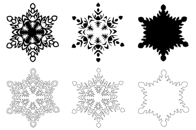 Snowflake black isolated silhouette of a snowflake on a white background