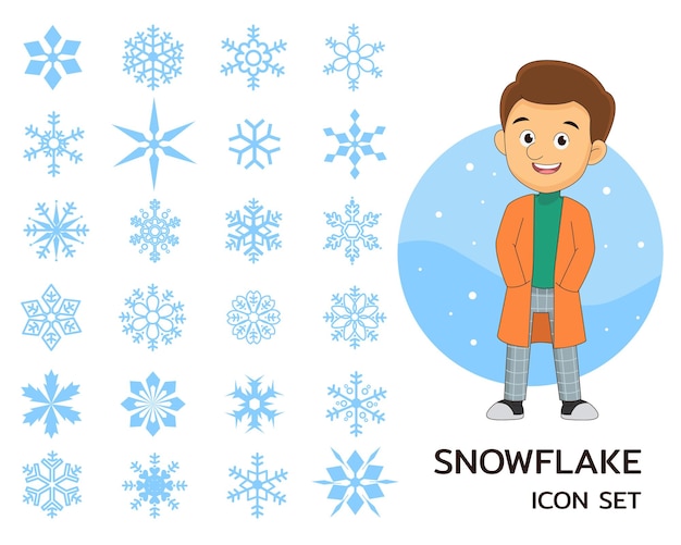 Snowflake concept flat icons.