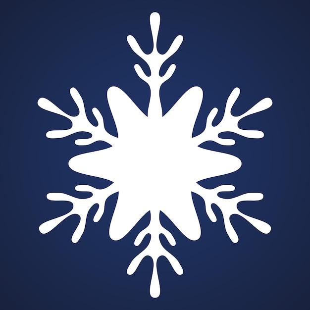 Snowflake Fragile white crystal of complex shape in a flat style on a blue background