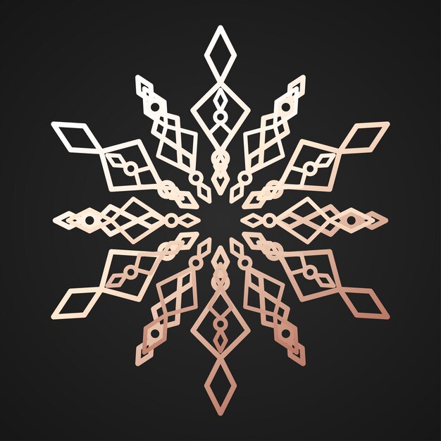 Snowflake gold art deco style isolated