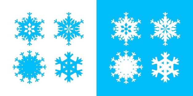 Snowflake icon set white and blue color Christmas and winter theme