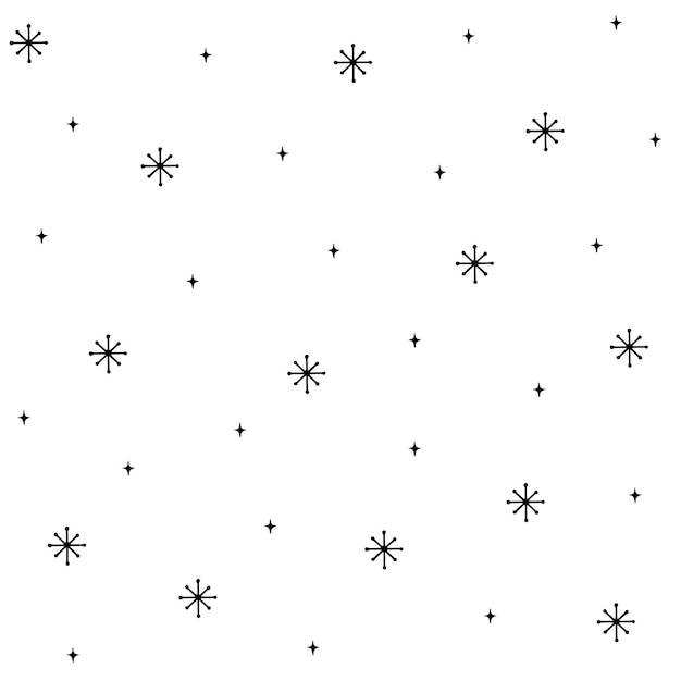 Snowflake simple pattern. Black snow on white background