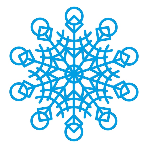 Snowflake symbol blue silhouette isolated on white background