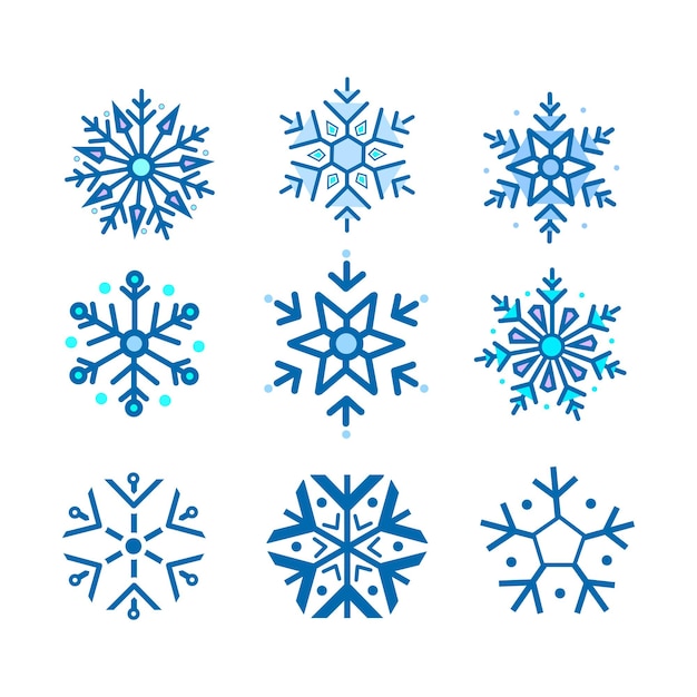 Snowflake Vectors. Isolation by background.