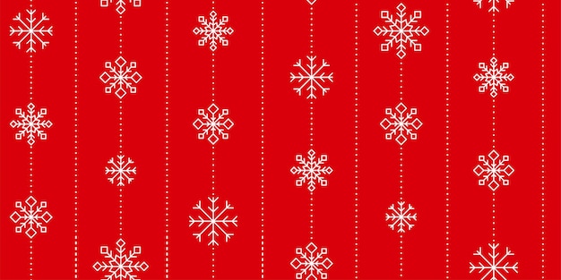 Snowflake white line red seamless pattern new year Bright minimalist gift wrap paper background infinity print fabric textile needlework backdrop christmas winter ice crystal line editable decor