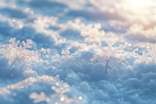 Vector snowflakes are displayed on a sunny day