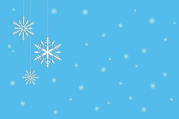 Snowflakes on a blue background with pendant Christmas and New Year pattern Backdrop for postcards