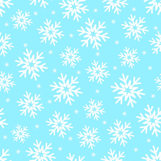 Snowflakes on blue seamless  pattern