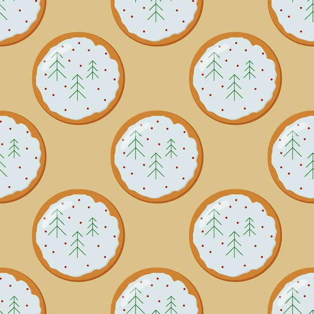 Snowflakes and Christmas trees seamless pattern