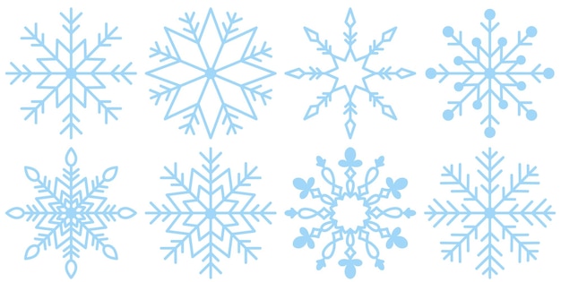 Snowflakes collection.Beautiful snowflakes set for christmas winter design.New Year elements.Winter.