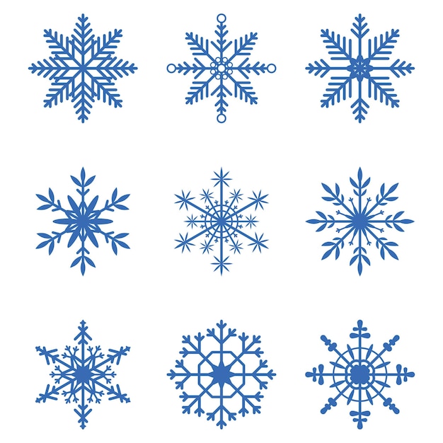 Snowflakes collection Set of snow icons Winter decoration elements for Christmas banner