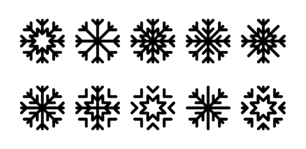 Snowflakes collection Snow Snowflake Winter icon Weather icons Editable color Vector illustration