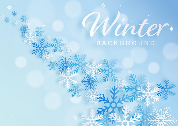 Snowflakes design for winter with snowflakes paper cut style on color background