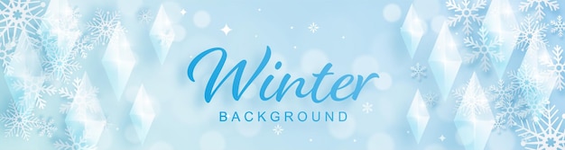 Snowflakes design for winter with snowflakes paper cut style on color background