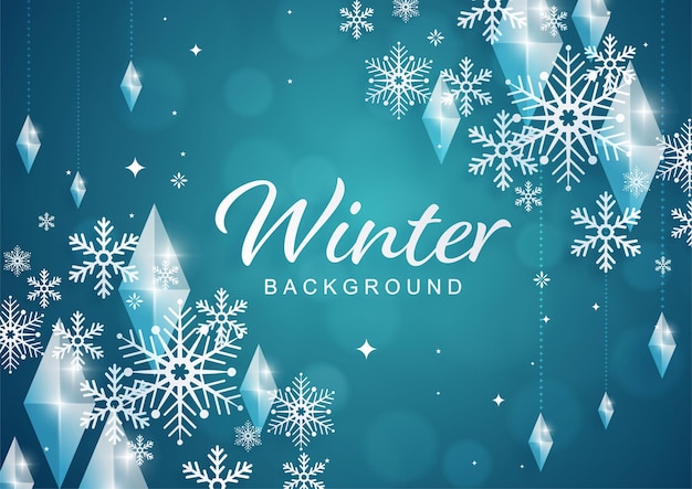 Snowflakes design for winter with snowflakes paper cut style on color background