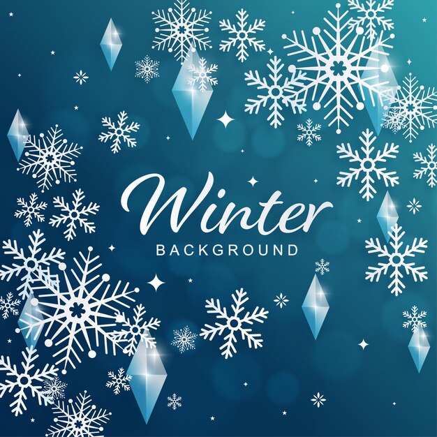 Snowflakes design for winter with snowflakes paper cut style on color background.