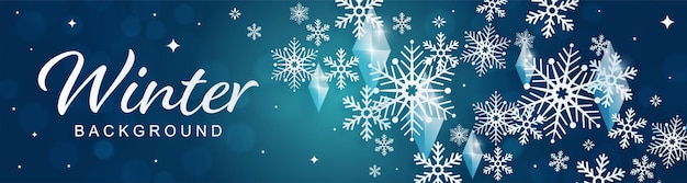 Snowflakes design for winter with snowflakes paper cut style on color background.