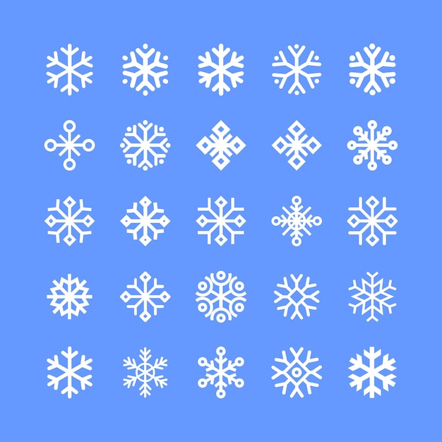 Snowflakes linear icon set