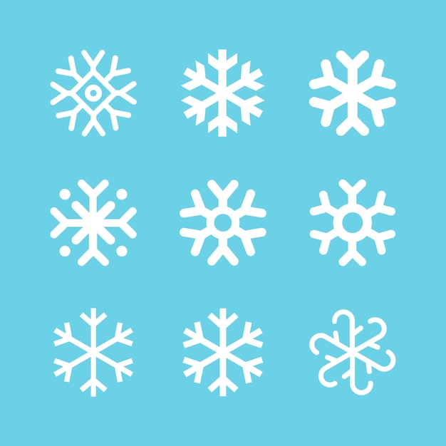 Snowflakes linear icon set