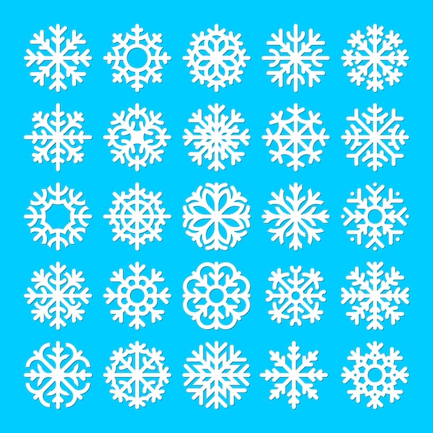 Snowflakes set on blue background in vector EPS 8