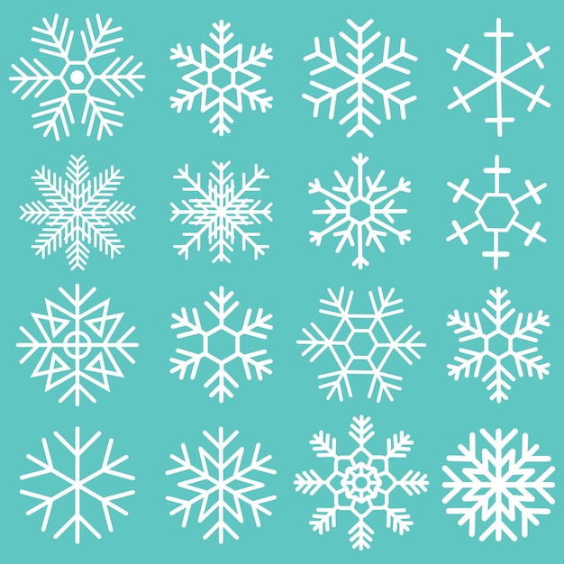 Snowflakes set in flat design