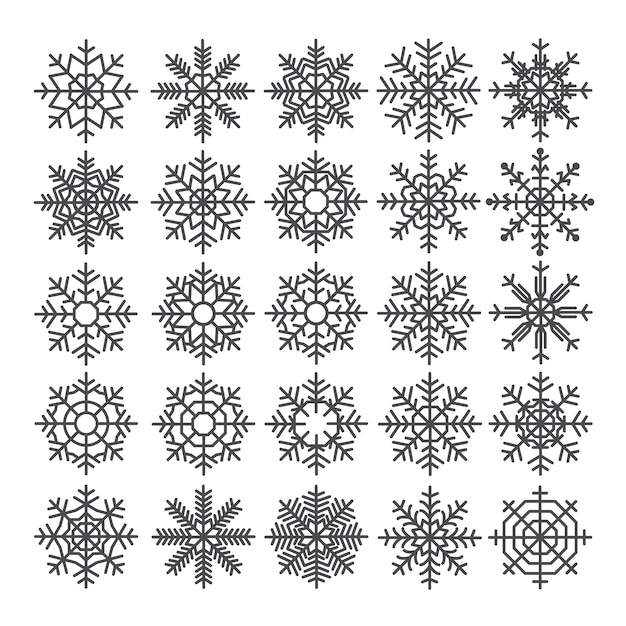 Snowflakes  set.  pack of snowflakes templates. Winter decoration elements.