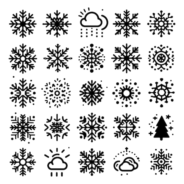 Vector snowflakes thin line icon set such as pack of simple snowflake snowflake snowflake icons for repo