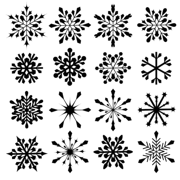 Snowflakes vector collection Winter snow icons New Year and Christmas decorations