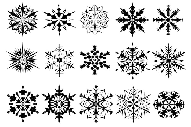 Snowflakes vector collection Winter snow icons New Year and Christmas decorations