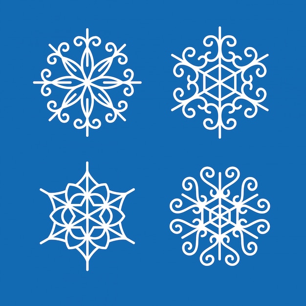 Snowflakes vector design decoration winter snow set