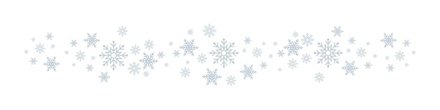 Snowflakes. White winter background with Snowflakes border. Christmas background for greeting card. Snowflake. Xmas ornament or design. Vector illustration