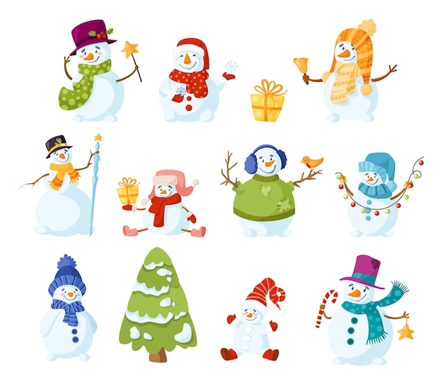 Snowman cartoon set