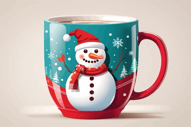 snowman christmas mug illustration